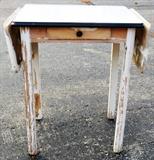 White Enamel Drop Leaf Table w/Drawer