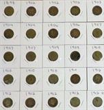 V Nickels, Coins, 25 Total, 1898 -1912