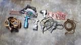Electric Drill, new pipe-cutter blades, tool belt, pneumatic rivet guns, impact wrench, skilsaw - everything in photo