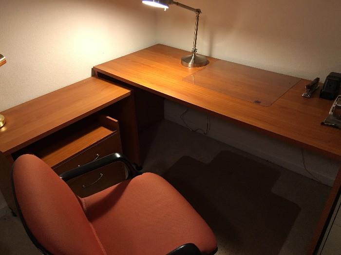 L Shaped Office Desk with File $120 plus tax, Chair $25 plus tax