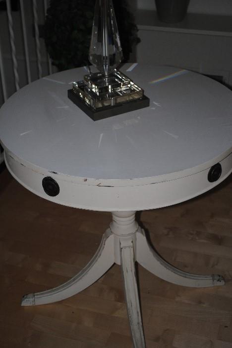 Drum table with drawer