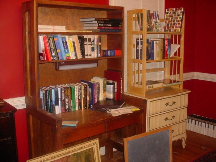 Desk, chest, and many books