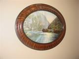 Beautiful oval framed painted glass