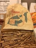 Vintage Clothespin Holder & Clothespins