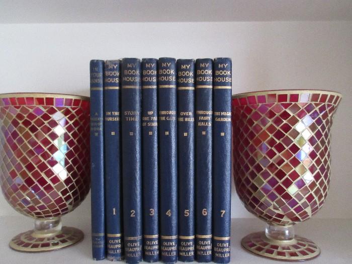 VINTAGE BOOKS/ CANDLE HOLDERS