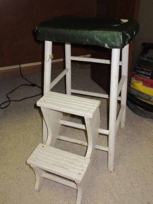 VINTAGE STOOL WITH DROP DOWN STEPS