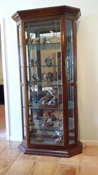 Leaded beveled glass lighted curio cabinet (7 ft. tall) 