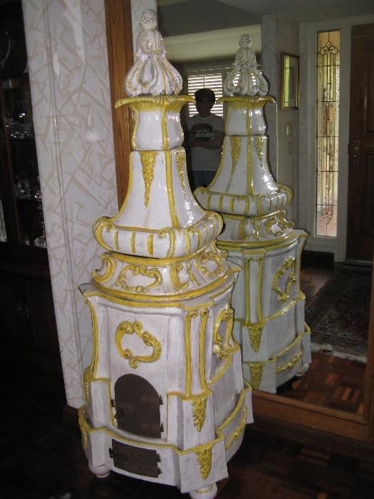 This antique KACHELOFEN stands about 68" tall and makes a grand statement in any room.