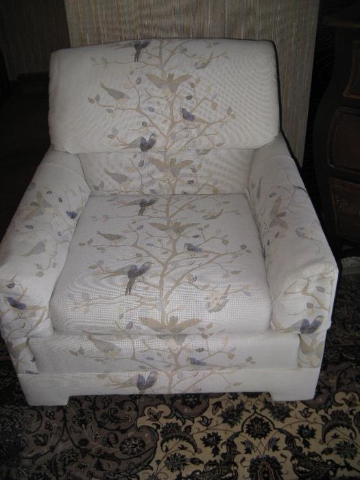 One of a pair of club chairs.