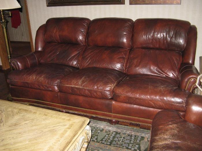 Antiqued Leather Sofa.