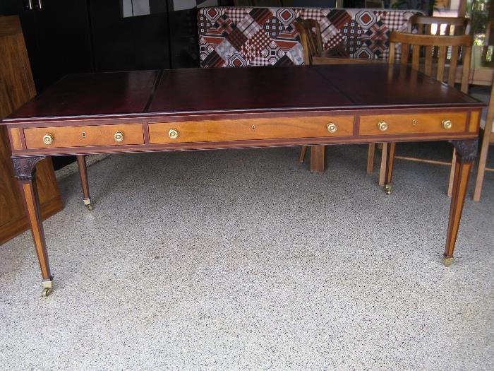 A beautiful, leather inset topped Regency style Executive Desk.  36" x 72"  by Kindel.