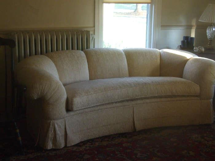 Baker White Brocade Sofa
