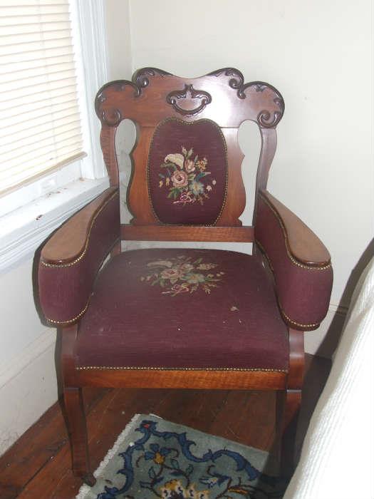 Victorian Purple Needlepoint Chair