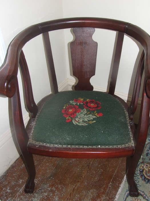 Victorian Green Needlepoint Chair
