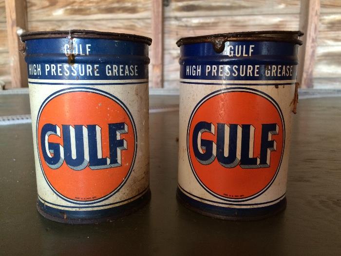 Old Gulf Oil Grease Cans