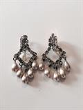 Vintage costume rhinestone and drop pearl earrings by Kramer 