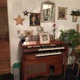 organ, wall art, plant stand