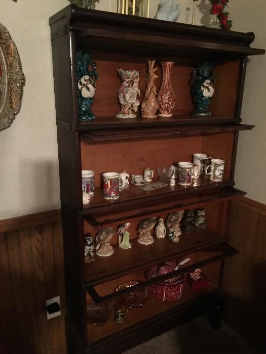 4 shelf antique lawyers bookcase with misc items