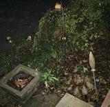 3 concrete planters, birds in circle, yard stakes