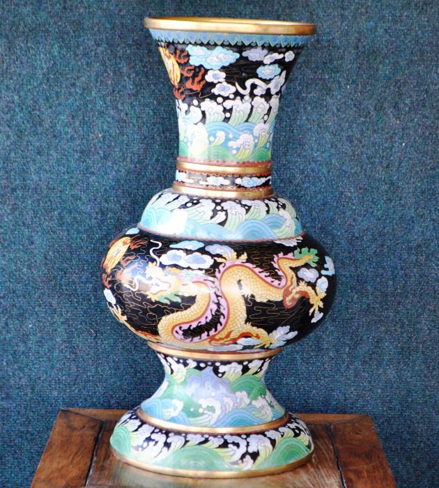 Antique Chinese cloisonne Dragon vase  20" tall