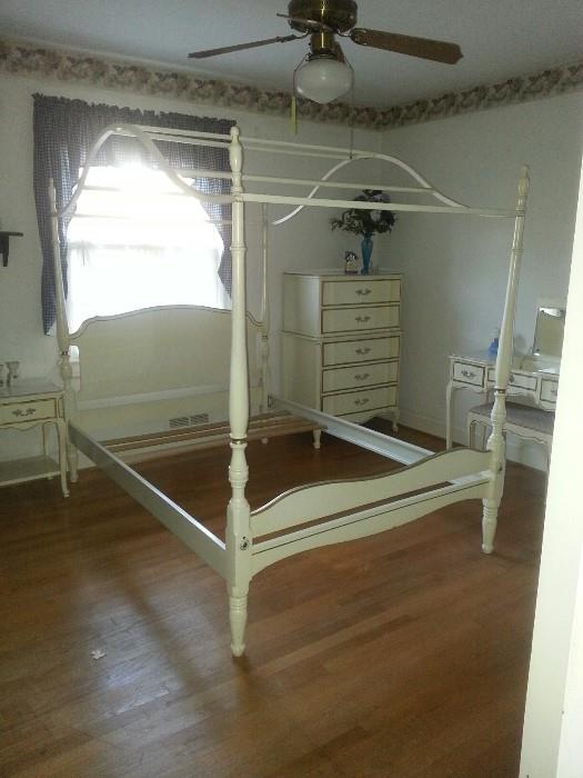 Mid-century French Provincial canopy bed.  