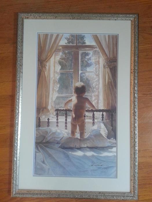Steve Hanks signed and numbered watercolor.  This is one of his hard to find prints.  Already framed with certificate of authenticity. (LARGE PRINT)