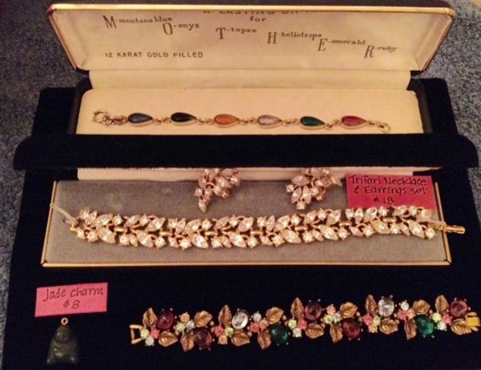 Gold-filled Mother bracelet; Trifari set