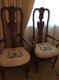 Needlepointed dining chairs