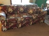 Roll arm floral chintz sofa, like new