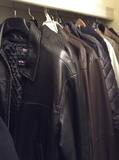 Men's clothing, including leather and down outerwear
