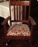 Small Antique Arts & Crafts Rocker, done in the style of Stickley