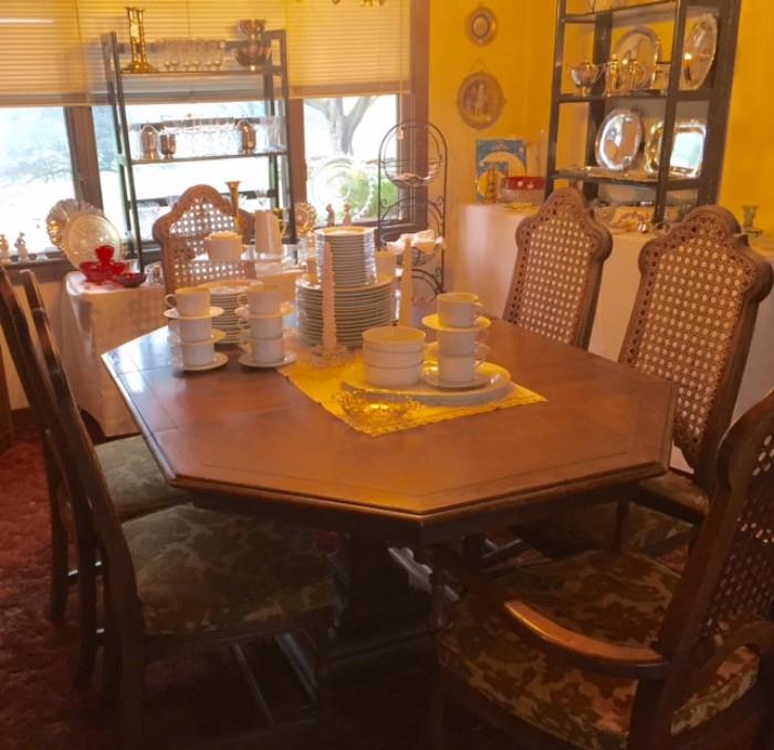 The Dining Room set holds a set of Block Spal Primavera Dinnerware that is "New" vintage....never used!