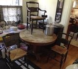 Hickory rush-seat chairs