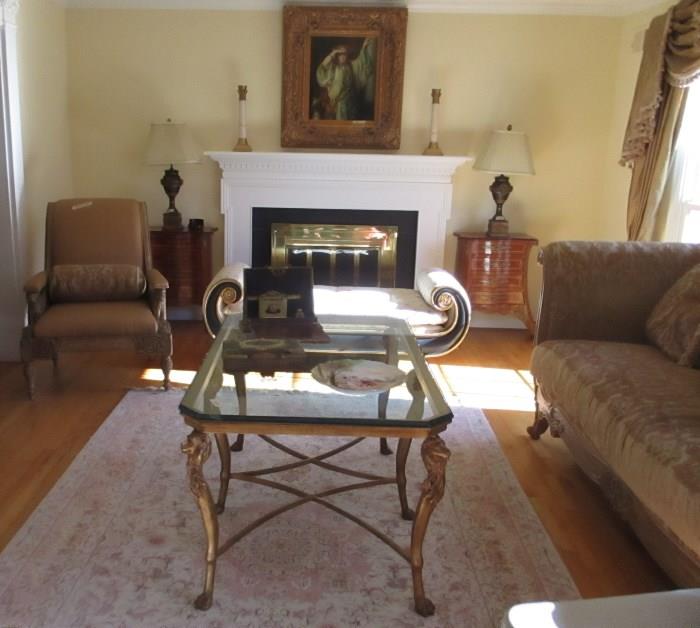 There is a matching chair to one pictured.  The rug and painting in this photo aren't for sale, but there are many others not shown that are for sale.