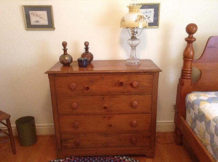 Mid to late 1800's four drawer dresser. Hand crafted.