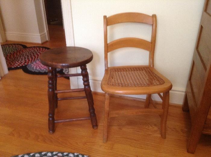 Old stool and chair