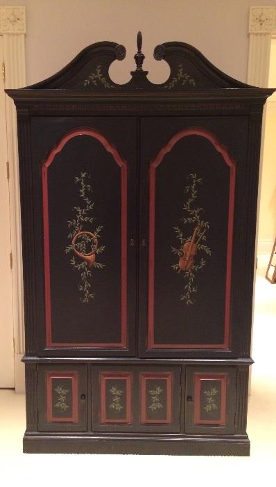 Hand painted music themed Tv armoire 