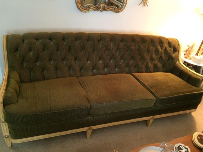 Lovely, Great condition Olive Green Corduroy Sofa