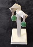 PLATINUM AND DIAMOND EARRINGS WITH CABOCHON JADE DROPS - GIA CERT AVAILABLE