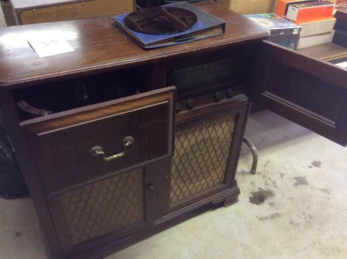 Vintage record player and radio