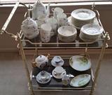 Tea Cart with various China
