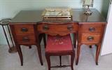 Mahogany Desk / Vanity with Stool