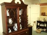 Wonderful china cabinet to store your treasures! Sorry, the small bookcase pictured and bride doll sold!