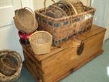 Wonderful old handmade split oak baskets from Temple Heights are still available! (Sorry, the pine chest already sold.)