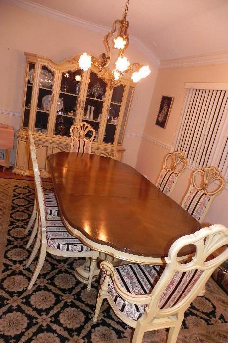 Spectacular French Provincial Dining Room set with Table, 6 chairs, china cabinet and Server. $2900.00