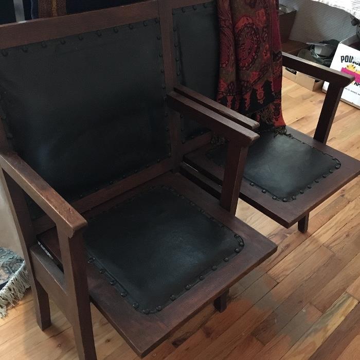 Rare set of arts and craft 1900's folding chairs 