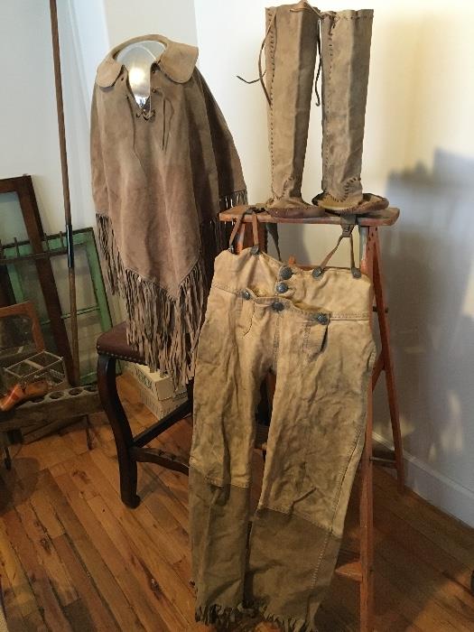 Do you have a mountain man on your gift list?  Collectors and will love this had stitched leather set... The pants might even be authentic!