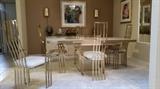 Brass and Marble Dining Room Set
