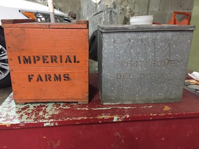 vintage farm milk boxes