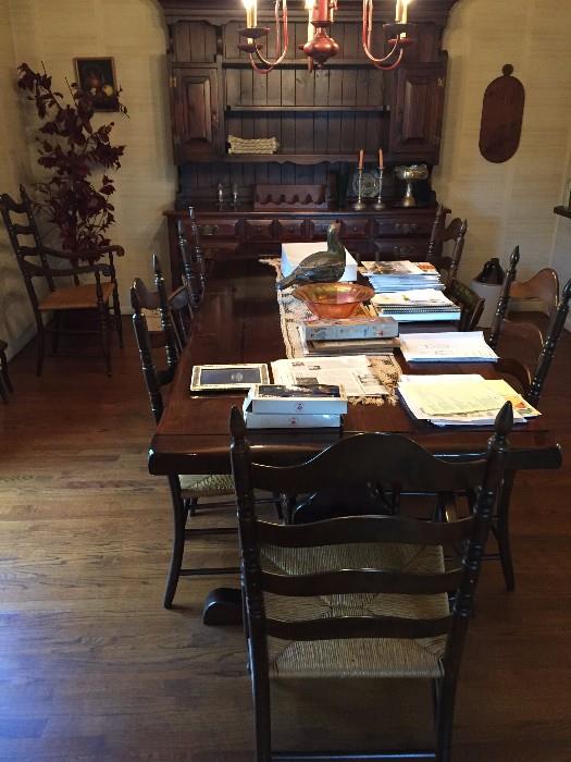 dining room table and ladder back chairs